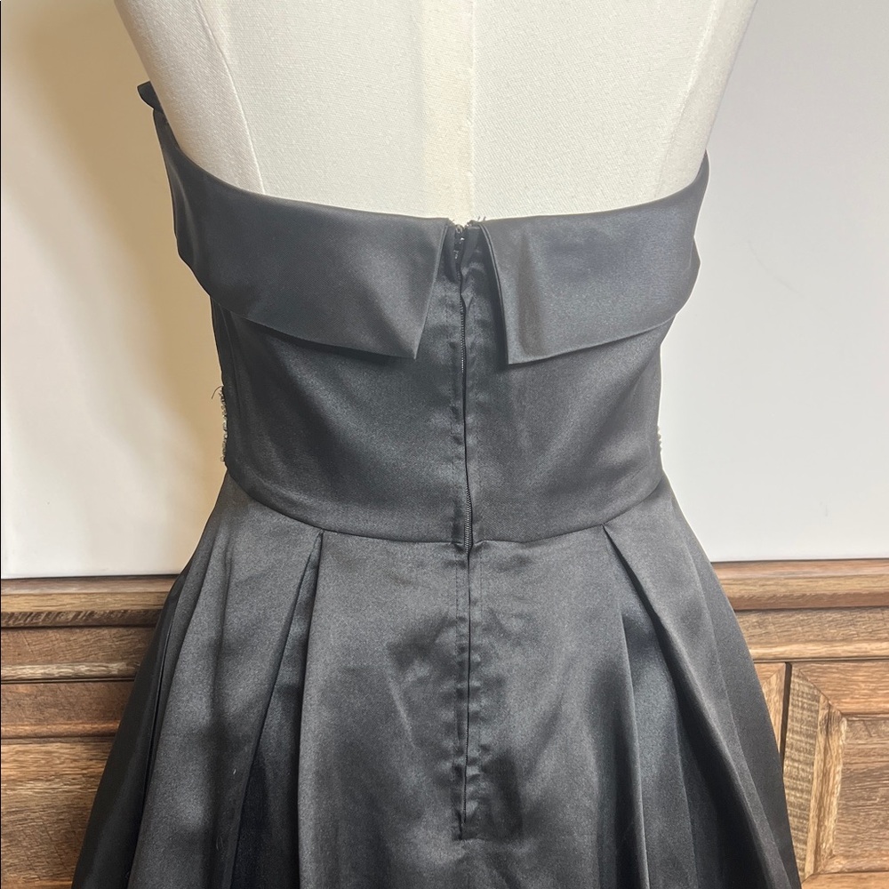 B Darlin Black Prom Gown with Glittering Silver Accent - Picture 4 of 9